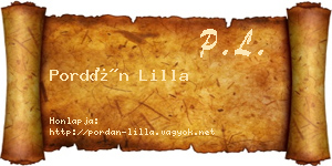 Pordán Lilla névjegykártya